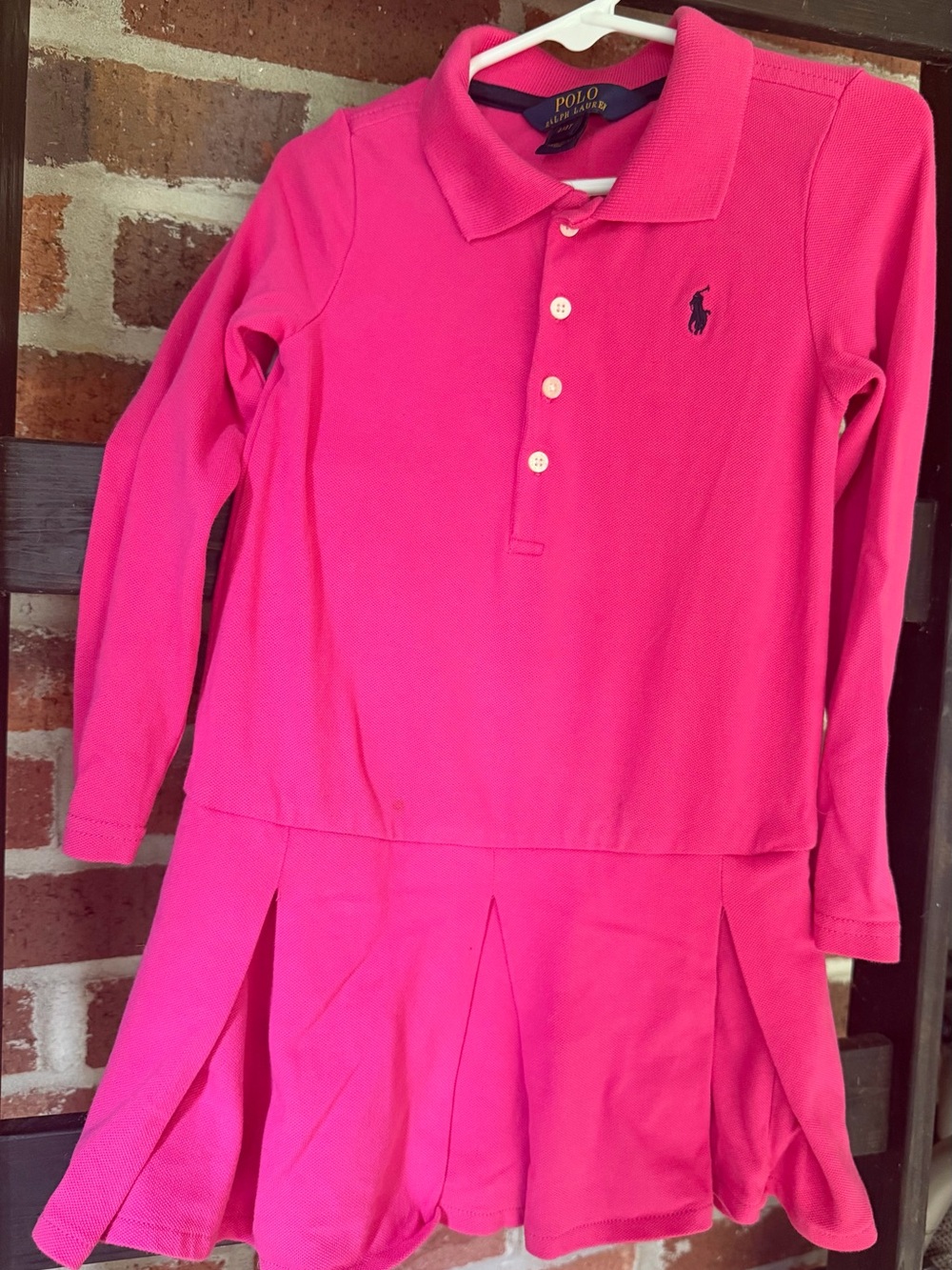 Ralph Lauren Girls' Pink Long Sleeve Polo Dress